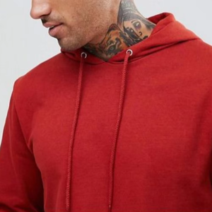Sweat à capuche classique rouge respirant en coton pour homme, tissu doux, manches longues, avec broderie personnalisée, sweat à capuche confortable et écologique - Product Image 4