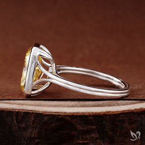 IGI Certified Radiant Yellow Lab Diamond Ring 4.23 Ct Fancy Vivid Yellow Bezel Set Engagement Ring 10K Gold - Product Image 4