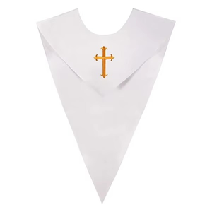 Estola de Graduación Unisex en Forma de V para Adultos, Color Satinado Intenso, con Cruz y Logotipo Personalizado, Talla Personalizada - Product Image 2