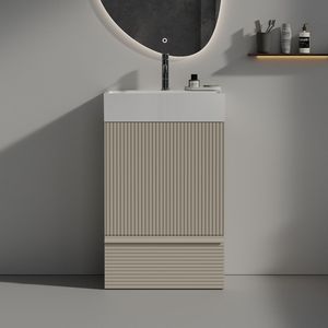 Gada 20\" Striped Cashmere <b>Grey</b> Modern Bathroom Vanity Freestanding KD with Ceramic Sink and Vanity <b>Cabinet</b> - Product Image 1