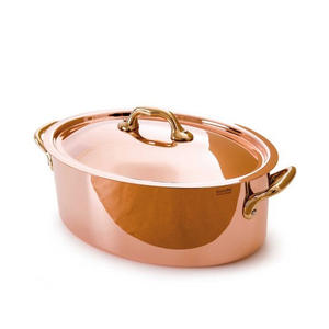 Calentador de Comida Tipo Buffet de Acero Inoxidable con Recubrimiento de Cobre Martillado a Mano, con Tapa, para Cocina Comercial - Product Image 1