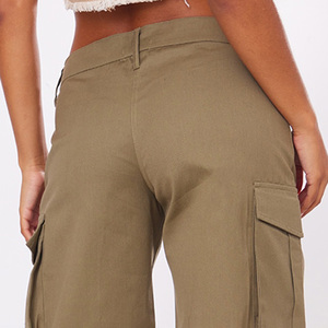 Custom Made OEM Design High Waist <b>Women</b> Casual Breathable Eco-Friendly Quick Dry 100% Cotton Pockets <b>Cargo</b> <b>Shorts</b> Dark Wash - Product Image 4