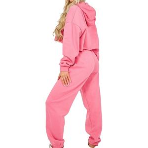 Conjunto de Sudadera Corta con Capucha para Mujer, Dos Piezas, Tejido Grueso, Ecológico, Casual, Tallas Grandes, Ajuste Holgado, Ropa Deportiva, Ropa de Estar por Casa, Ropa Urbana - Product Image 5