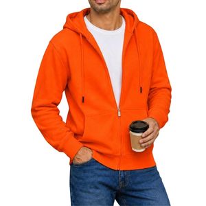 Custom Full <b>Zip</b> <b>Hoodie</b> Men Cotton Fleece Hooded Sweatshirt with Kangaroo <b>Pockets</b> for Modern Casual Streetwear Wholesale - Product Image 4