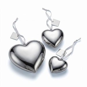Metal Heart Hanging Ornament Set With Elegant Holiday Design For <b>Christmas</b> <b>Tree</b> Decoration Festive Home - Product Image 1