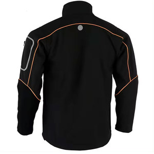Veste en polaire noire pour homme avec surpiqûres orange, col montant, coupe-vent, vêtement décontracté pour l'extérieur, coupe régulière, matière polyester - Product Image 3