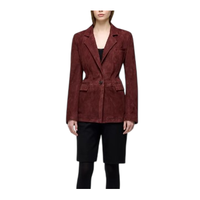 Chaqueta Premium para Mujer, Talla XS, Color Granate, Terciopelo, Piel de Oveja Genuina, Nylon, Secado Rápido, Invierno, Transpirable, Acabado Elegante, Leathertex
