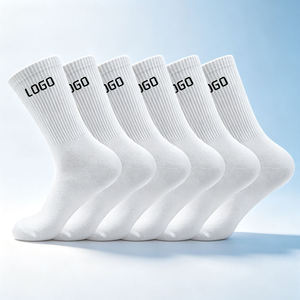 <b>White</b> Crew <b>Socks</b> 100% Cotton Breathable Logo on Cuff for Adults Daily Casual Wear Summer - Product Image 4