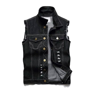 Gilet en cuir et jean pour homme, tendance, grande taille, avec poches avant, OEM, faible MOQ, sans manches, respirant, pour l'hiver - Product Image 1