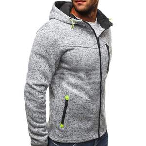 Sweat-shirt à capuche zippé pour homme, en maille chinée, avec poches zippées, vêtements de sport personnalisés pour la salle de sport et l'entraînement - Product Image 3