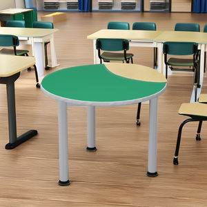โต๊ะพลาสติกครึ่งวงกลมทนทานโต๊ะอ่านหนังสือในร่มเฟอร์นิเจอร์โรงเรียนโต๊ะทำงานที่มั่นคงสำหรับห้องเรียนการศึกษาและการเรียนรู้แบบกลุ่ม - Product Image 4