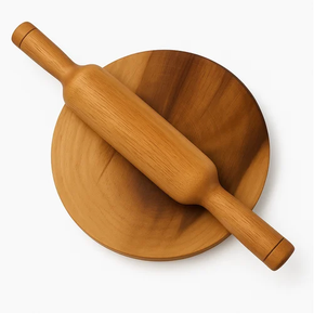 Rodillo y tabla de amasar de madera de acacia para la preparación de masa en la cocina, herramienta para hacer chapati. - Product Image 1