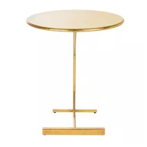 Modern Minimalist Brass Bistro <b>Table</b> Offset Post <b>Martini</b> Stand Decorative Fluted Pedestal Stand Gold Side <b>Table</b> - Product Image 1