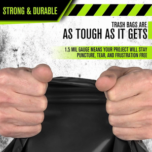 Sacs poubelles noirs extra résistants TH GB-009 65 gallons 1,5 mil pour hôtel, restaurant, parc, commerce de luxe, usage commercial - Product Image 2