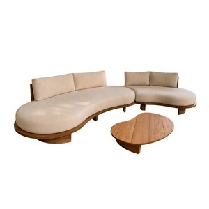Sofá Moderno Curvo de Madera Sólida, Sofá de Lujo Tapizado para Sala de Estar, Sofá Lounge Contemporáneo con Estructura de Madera - Product Image 2