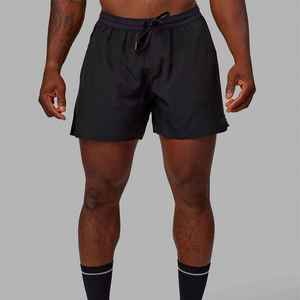 Shorts décontractés pour hommes, couleur noire, taille mi-haute, élastique, séchage rapide, avec cordon de serrage, fabricant Sialkot Pakistan OEM ODM - Product Image 1