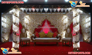 South Indian Wedding Modern Crystal Mandap LED Lighted Pillars Wedding Crystal Mandap Indian Wedding Event Modern Crystal Mandap - Product Image 6