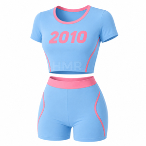 HMR Sorority Sisterhood Custom LOGO Women Seamless Yoga Sets <b>Short</b> Sleeve <b>Crop</b> <b>Top</b> High Waist Workout <b>Shorts</b> - Product Image 5