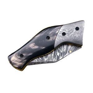 มีดทำมือคุณภาพสูงจากเหล็กดามัสกัส สำหรับกิจกรรมกลางแจ้ง ใบมีดแบบ Fixed Blade ด้ามไม้ พร้อมปลอกหนัง เหมาะสำหรับการล่าสัตว์ ตั้งแคมป์ เดินป่า และการผจญภัย - Product Image 1
