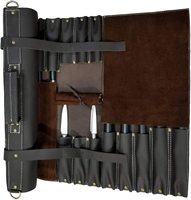 Étui à couteaux personnalisé en cuir véritable écologique, léger, classique, portable, avec fermeture à cordon et boucle, étui de chef personnalisé