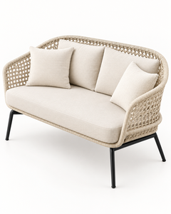 Conjunto de Sofá de Mimbre para Exteriores con Mesa de Centro, Estructura de Aluminio, Cojines de Secado Rápido, Muebles de Patio - Product Image 6