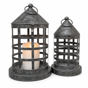 Vintage Farmhouse Galvanized Metal <b>Lantern</b> with Jute Rope Handle Zinc Candle Holder <b>Hurricane</b> Glass <b>Lantern</b> for Indoor - Product Image 6