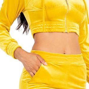 Vente en gros Ensemble deux pièces en velours à manches longues vierge de haute qualité Vêtements pour femmes Ensemble court et haut 2026 - Product Image 3