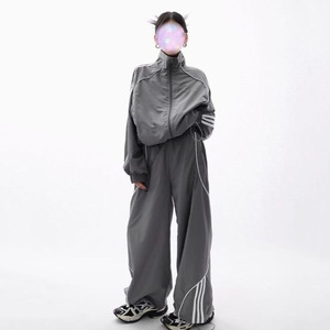 Survêtement 2 pièces streetwear 100 % nylon, poids moyen, faible MOQ, nouveau design, qualité supérieure, coupe oversize, coupe-vent uni, prix de gros - Product Image 1