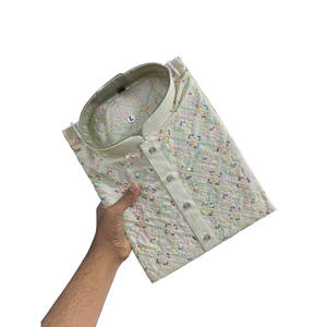 ผ้าฝ้ายนุ่มแบบดั้งเดิมลำดับการทำงานของผู้ชาย kurta กับ payjama สีขาว - Product Image 1