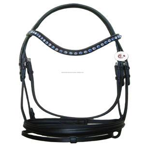 Brida de caballo de cuero de alta calidad con banda de cejas de cristal logotipo personalizado Halter deportivo occidental Ecuestre para montar al aire libre - Product Image 3