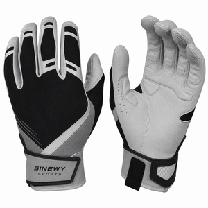 Gants de frappeur de baseball professionnels en cuir noir et blanc, durables, respirants, séchage rapide, entraînement, ambidextres, fermeture auto-agrippante - Product Image 1