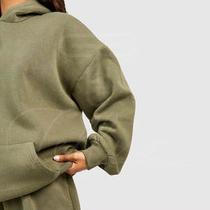 Survêtement personnalisé pour femmes, manches longues, coton, haut court à capuche, survêtement slim fit pour femmes - Product Image 6