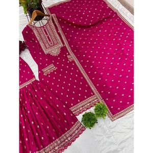 Ensemble de vêtements de fête pour femmes, haut fantaisie avec dupatta et sharara entièrement cousu - Product Image 5