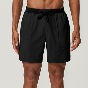 Shorts Bermuda gris pour hommes, à séchage rapide, avec cordon de serrage à la taille et poches, style décontracté, coupe mi-haute - Product Image 6