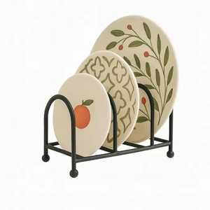 Vertical Black Metal <b>Plate</b> <b>Rack</b> Kitchen Cabinet Organizer Dinnerware Storage Holder Small Space Countertop Dish Display Stand - Product Image 1