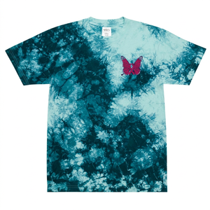 Camiseta de punto para hombre, oversize, transpirable, de algodón/fibra de bambú, con estampado tie-dye a rayas, cuello redondo, manga corta, informal, con logo frontal, 260g - Product Image 3