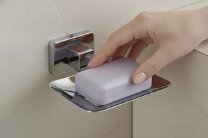 Jabonera cuadrada de pared, soporte de jabón de lujo para baño, jabonera metálica para baño, soporte de jabón sin base. - Product Image 4