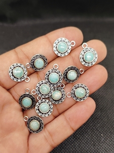 Connecteur de maillons en Amazonite naturelle plaqué or, composant de bijoux DIY, connecteurs électroplaqués, composants de bijoux - Product Image 6