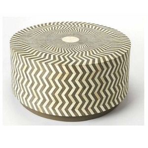 Table basse ronde en incrustation d'os au design moderne Table d'appoint de salon de haute qualité avec prix de gros Meubles de maison - Product Image 1