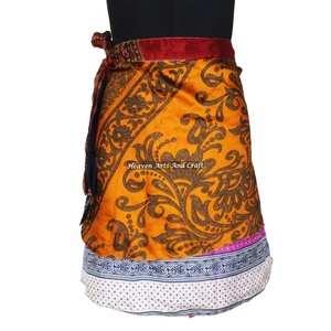 Sanganeri Printed Mini <b>Skirt</b> Silk Wrap Around <b>Short</b> For Summer Plus Size Online Shopping Vintage <b>Sexy</b> Mini Silk Sari <b>Skirt</b> - Product Image 5