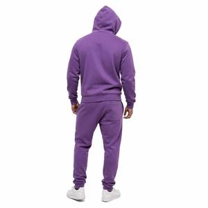 Conjunto Deportivo Unisex Morado con Capucha, Sudadera y Pantalones de Color Sólido con Cierre de Cordón y Bolsillos Laterales - Product Image 3