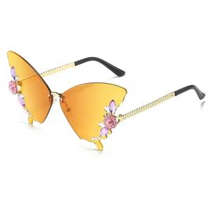 New Luxury Diamond Metal Gold Children Unisex Sunglasses <b>Large</b> <b>Frame</b> Butterfly Fashion Oversized - Product Image 6