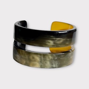 Natural Horn Cuff <b>Bracelet</b> Handmade Polished Black Gray Horn Bangle Layered Open Cuff Natural Craft Jewelry <b>Boho</b> Ethnic Fashion - Product Image 2