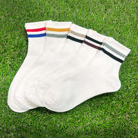 Chaussettes de sport en coton à deux rayures pour femmes, usage quotidien, été, fabriquées en Corée, K08W