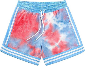 Shorts de sport d'été pour homme de haute qualité, tie-dye, respirants, 100 % coton, logo personnalisé, coupe ample. - Product Image 4