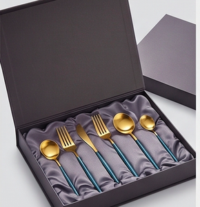 Juego de cubiertos de acero inoxidable Chapado en Color dorado con Mango Verde de 5 tenedores, cuchara, cuchillo, apto para lavavajillas, juego de cubiertos para café, uso doméstico - Product Image 6