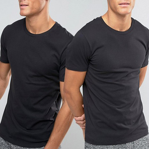 เสื้อยืดคอกลมแขนสั้นสีดำทรงเข้ารูปสำหรับผู้ชาย ผ้าเจอร์ซีย์ถัก สวมใส่สบายๆ - Product Image 1