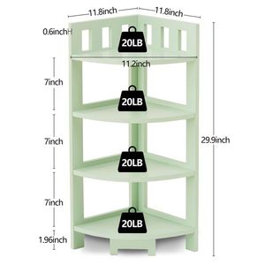 4-Tier Corner <b>Shelf</b> Wood Storage Stand Multipurpose <b>Small</b> Space Shelving <b>Unit</b> for Home Office Bathroom Wall Display <b>Shelves</b> - Product Image 2