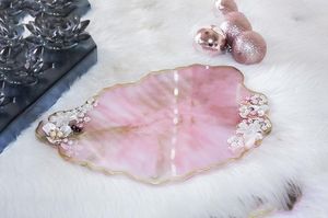 Pink Resin Art Deco <b>Plant</b> Floral Rectangle Wedding Multi-Functional Serving <b>Tray</b> - Product Image 3