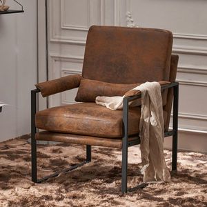 Sedia a dondolo singola in ferro stile Mid-Century con tessuto arancione bronzato, sedia da interno per il tempo libero, ideale per soggiorno e centri commerciali - Product Image 3